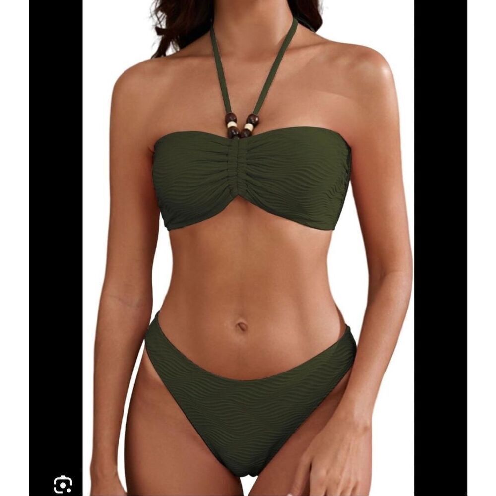 Textured green halter bikini size medium